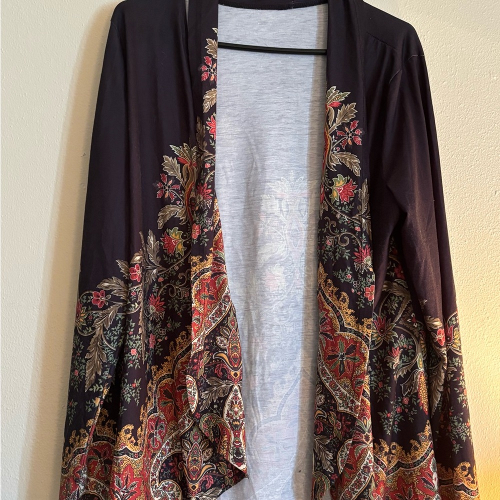 Floral Patterned Black and Red Women's Sweater